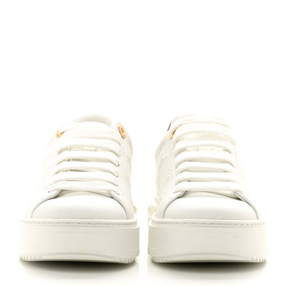 Louis Vuitton Lambskin Embossed Monogram Time Out Sneakers 37.5 White 2 of 10