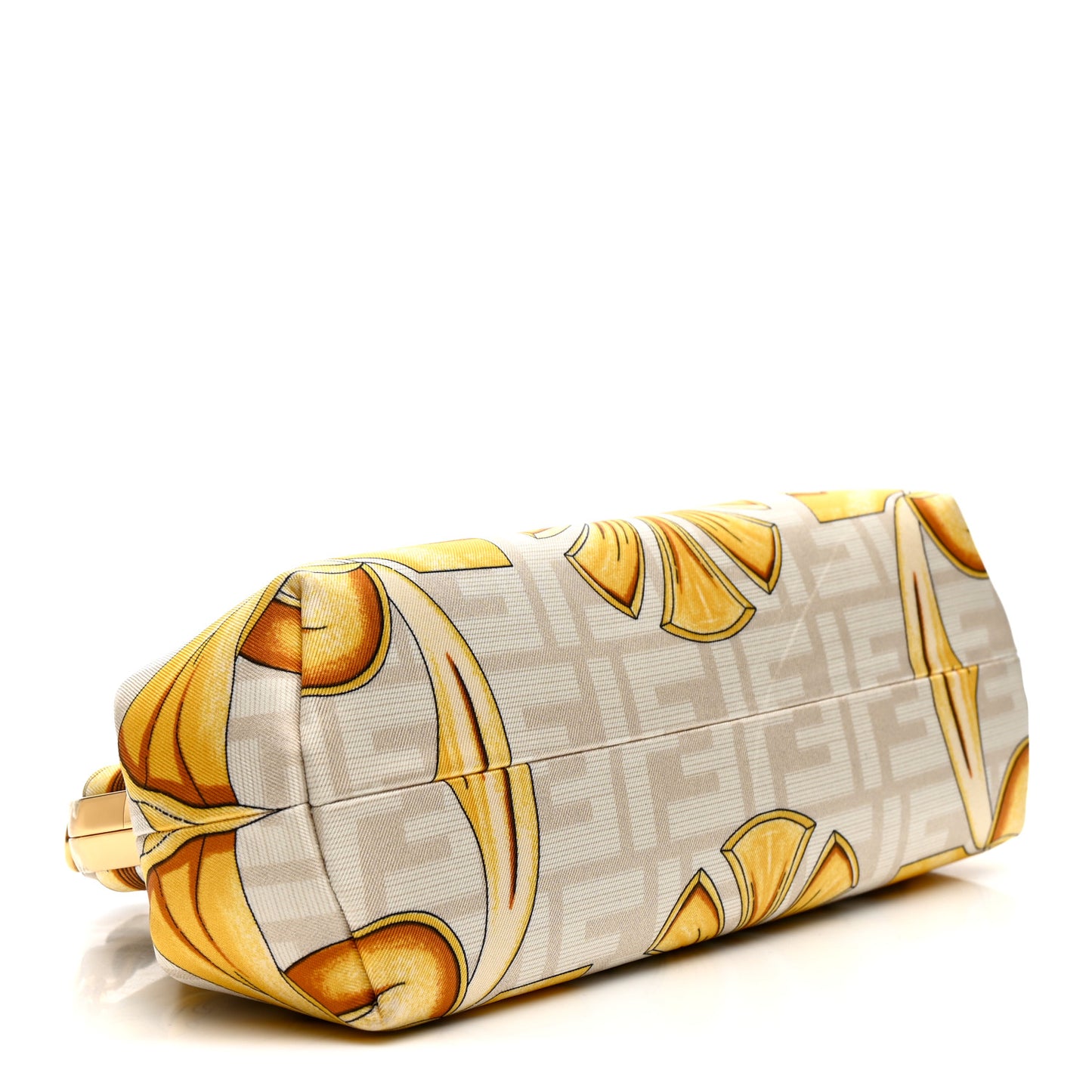 X VERSACE Silk Calfskin Fendace FF Baroque Print Medium Fendi First White Gold