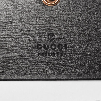 Gucci Calfskin Web Trapuntata GG Marmont Card Case Wallet Black 6 of 11