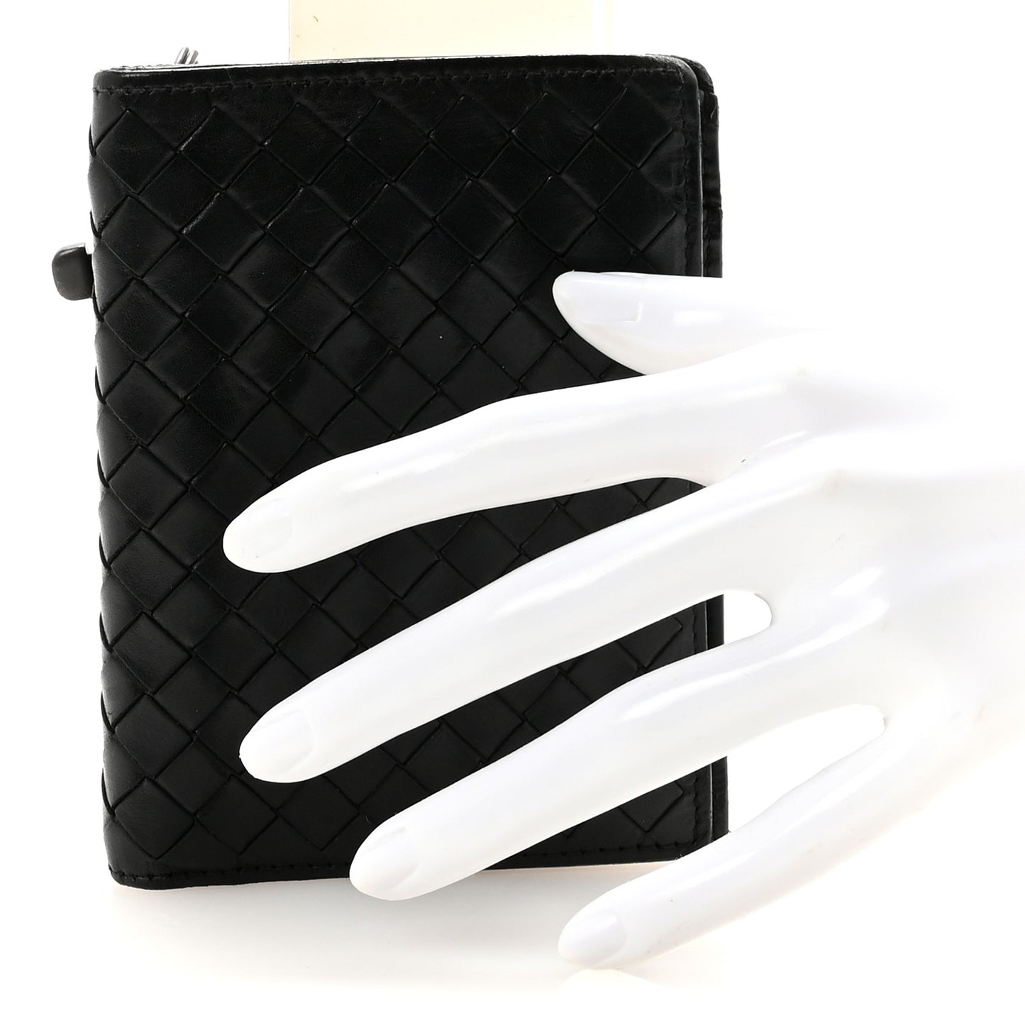 Intrecciato Wallet With Chain Black