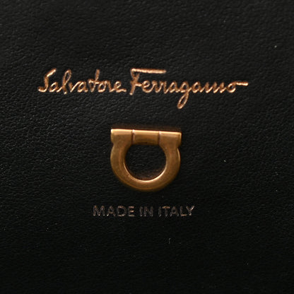 Salvatore Ferragamo Embroidered Canvas Calfskin The Studio Bag Navy Black 6 of 9