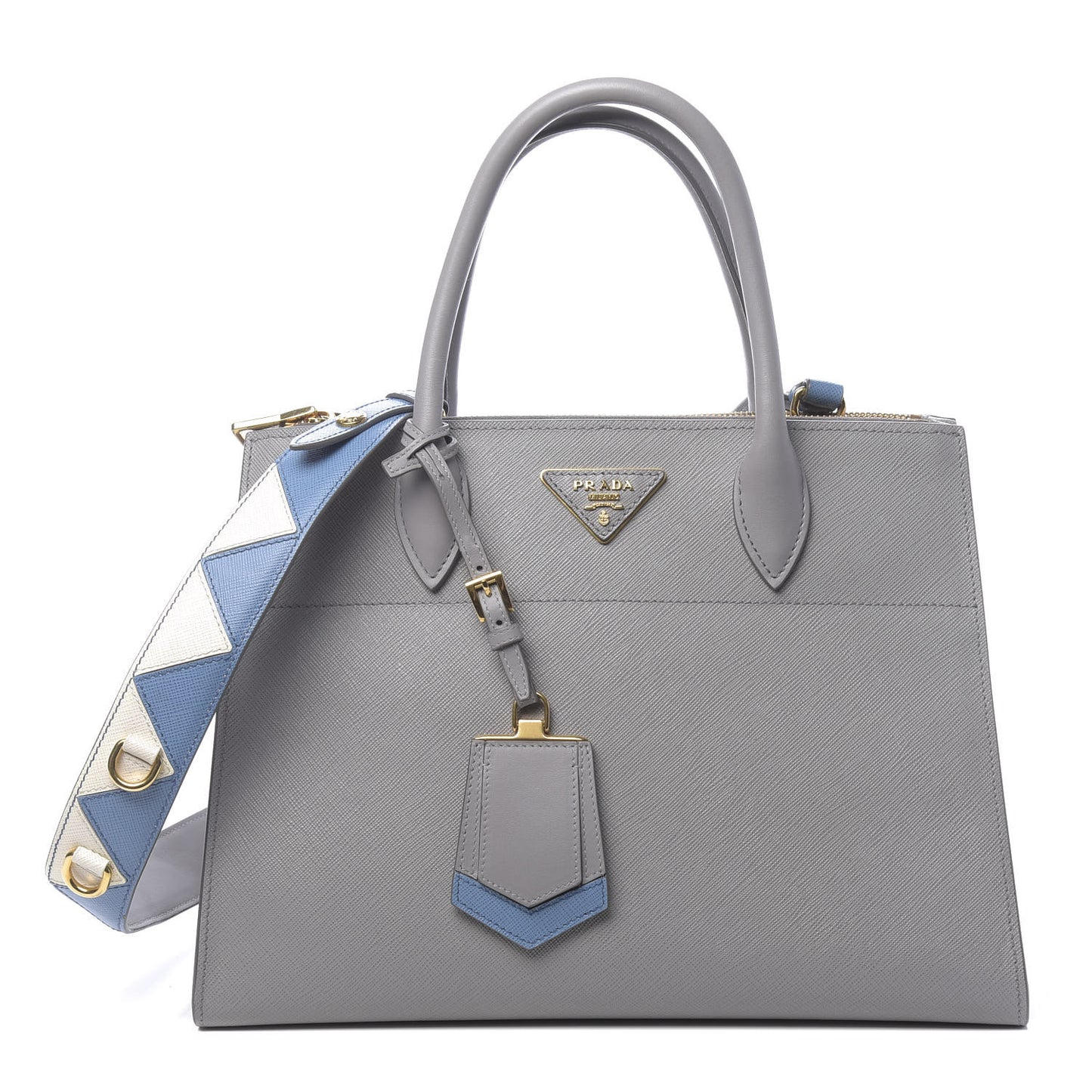 Saffiano City Calfskin Greche Paradigme Bag Nube Mare