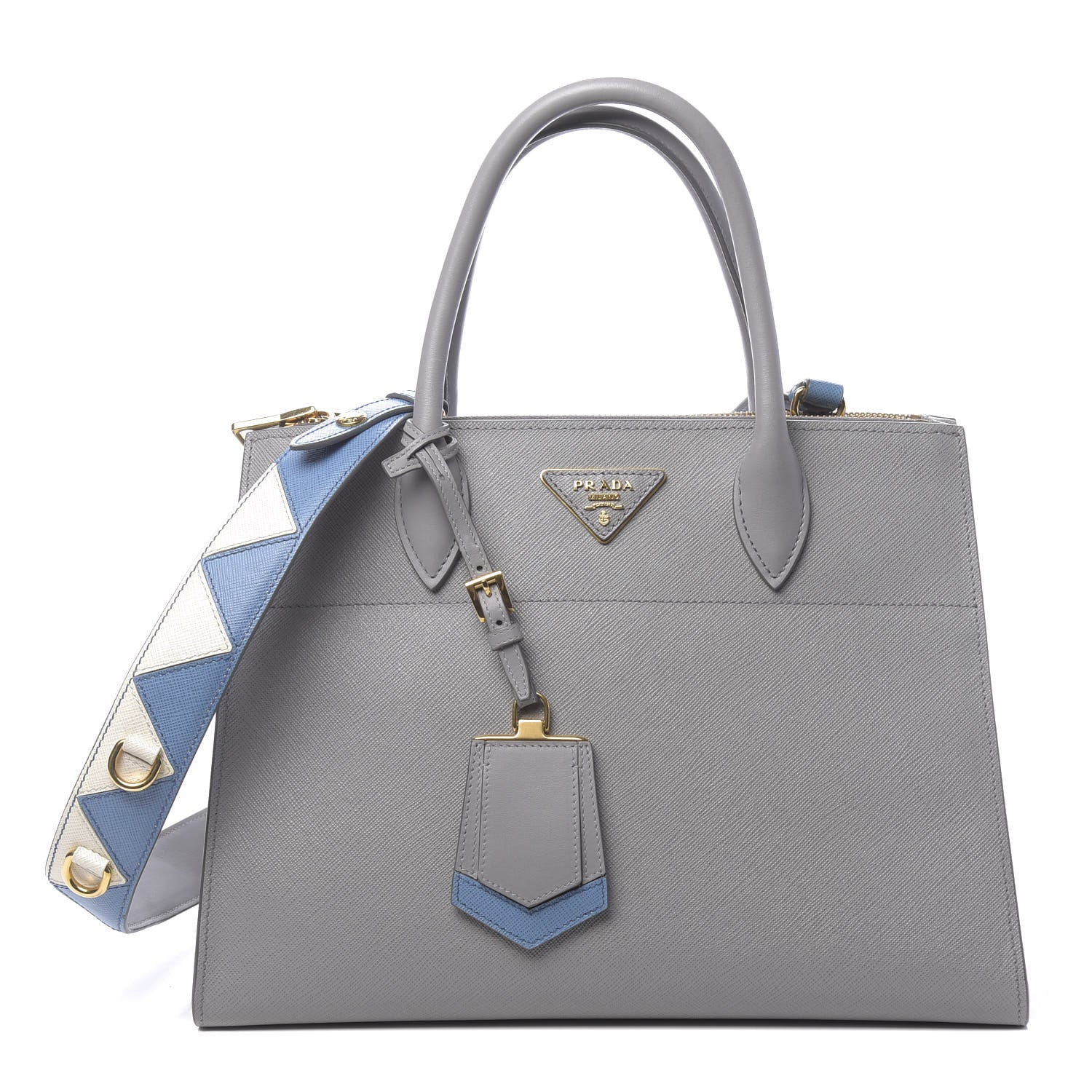 Prada Saffiano City Calfskin Greche Paradigme Bag Nube Mare 1 of 11