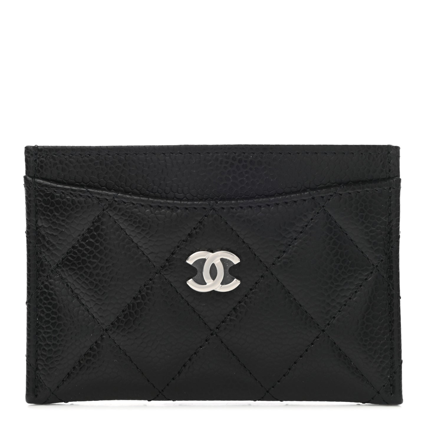 Caviar Quilted Card Holder Black