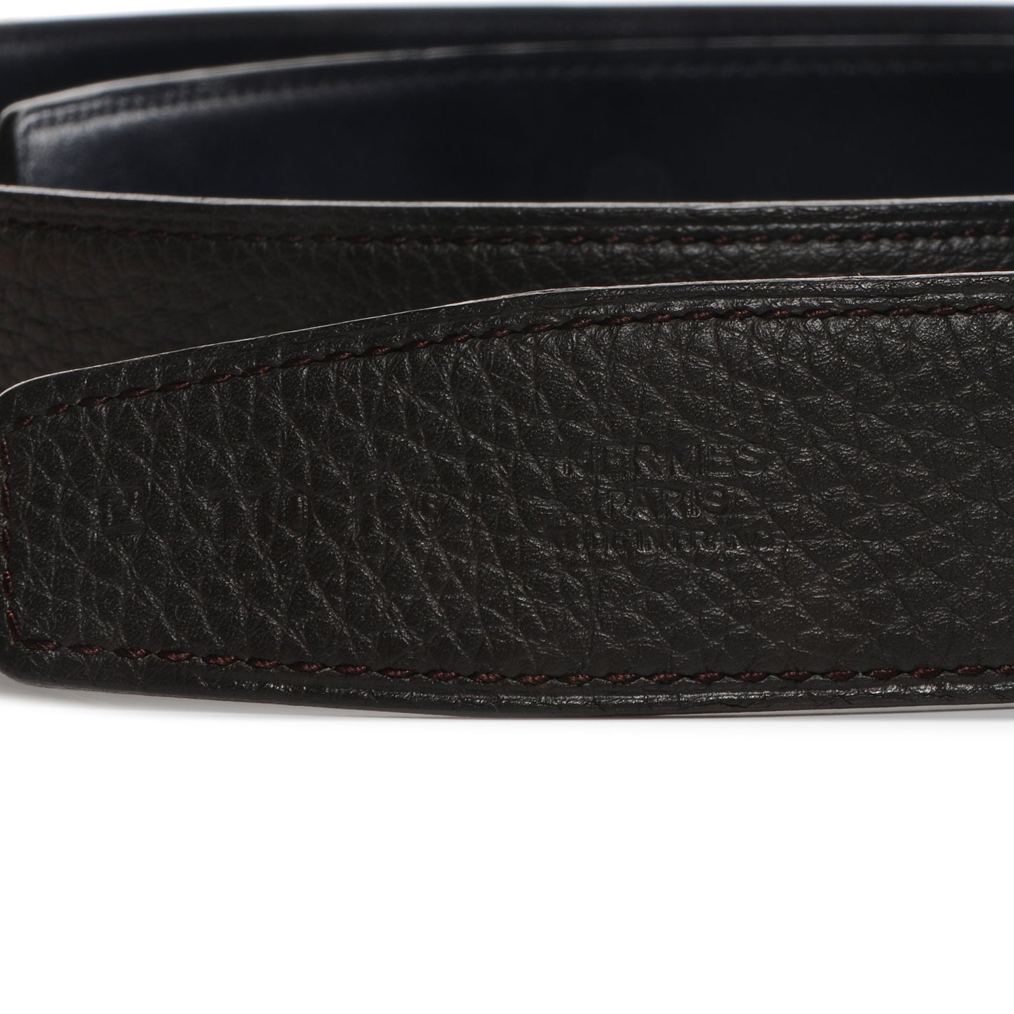 Taurillon Clemence Box Reversible 32mm Belt Strap 110 Vert Caucase Indigo