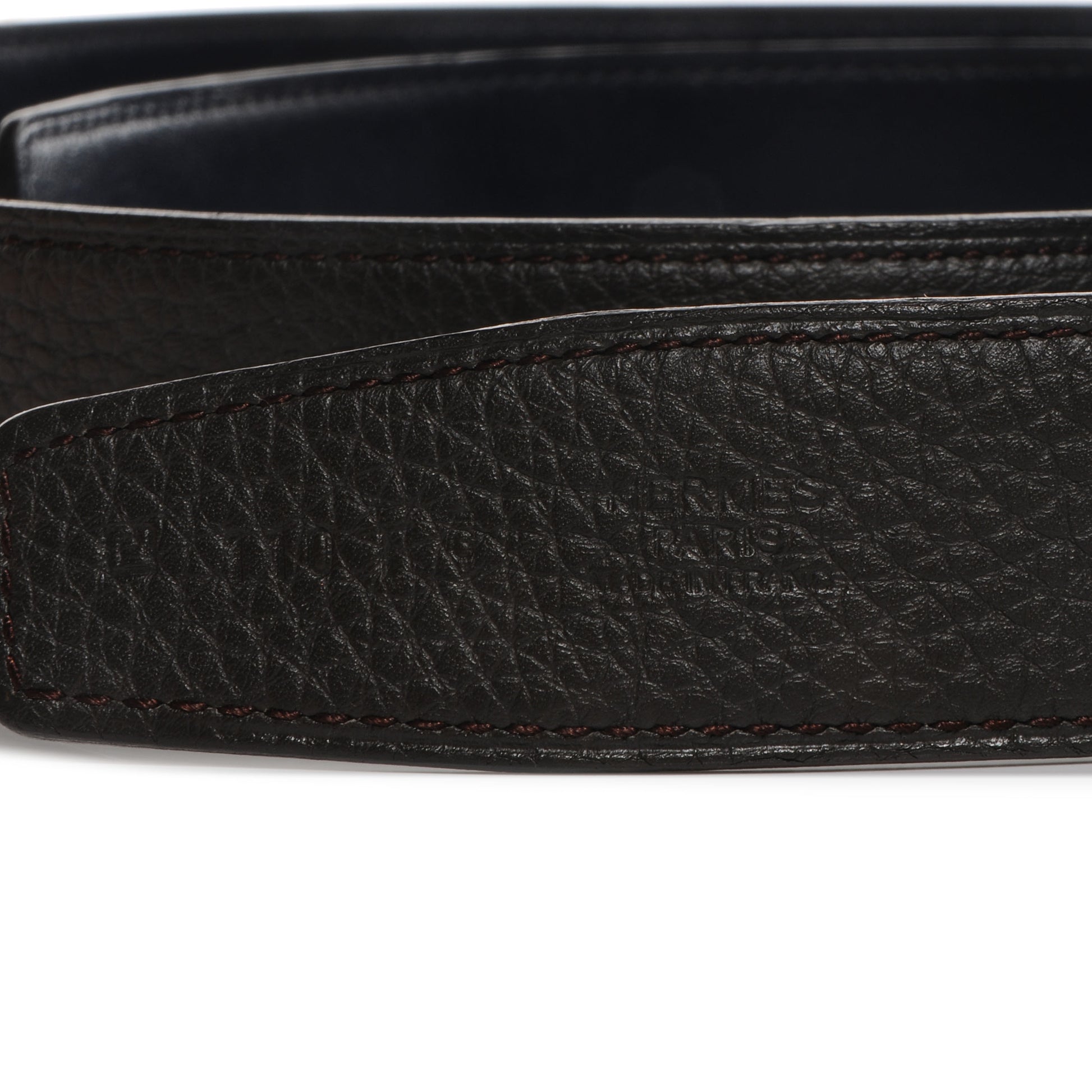 Hermes Taurillon Clemence Box Reversible 32mm Belt Strap 110 Vert Caucase Indigo 3 of 4
