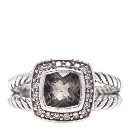 David Yurman Sterling Silver Diamond Smoky Quartz 7mm Petite Albion Ring 51 5.75 1 of 4