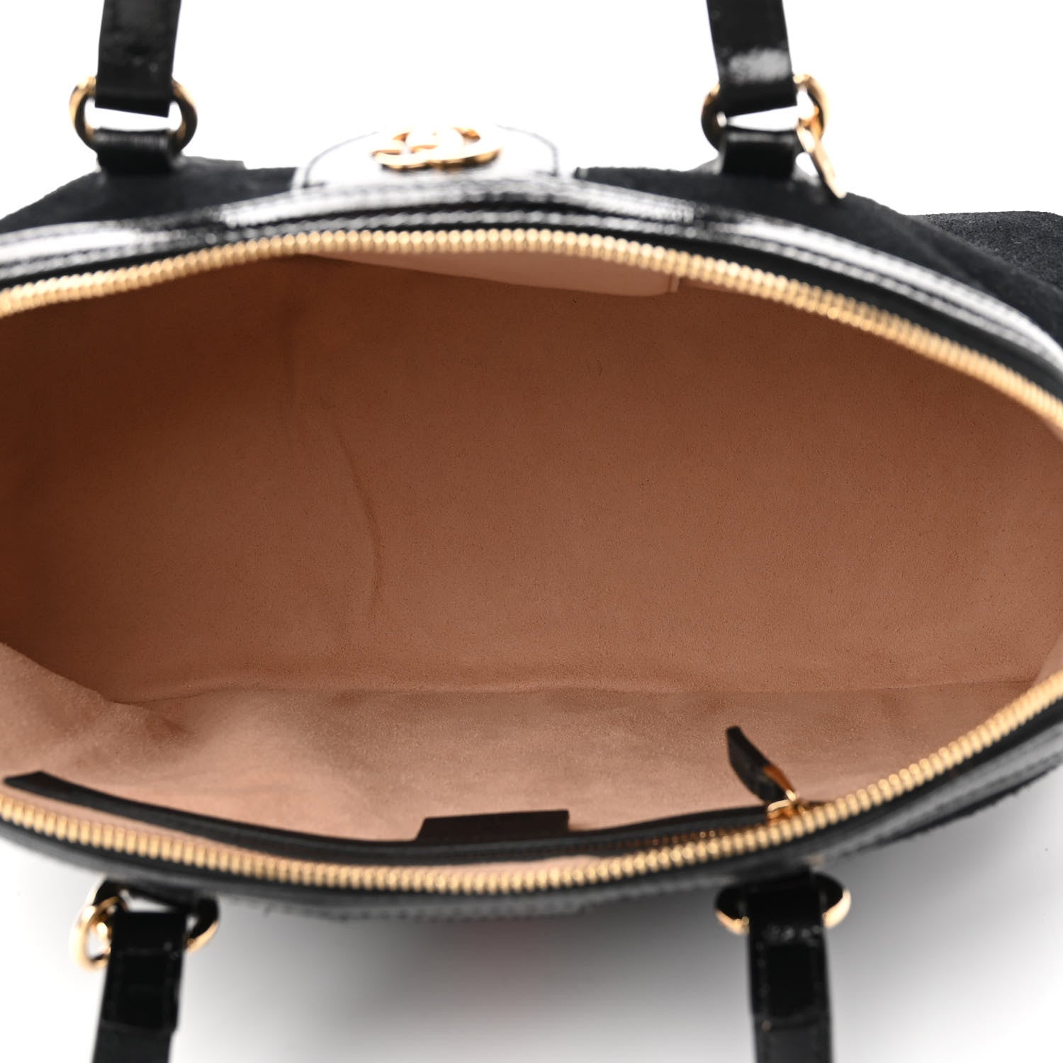 Gucci Suede Patent GG Web Medium Ophidia Top Handle Dome Bag Black 4 of 8