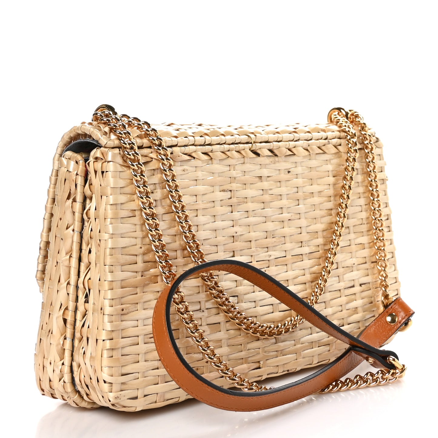 Glazed Wicker Small Cestino Shoulder Bag Natural