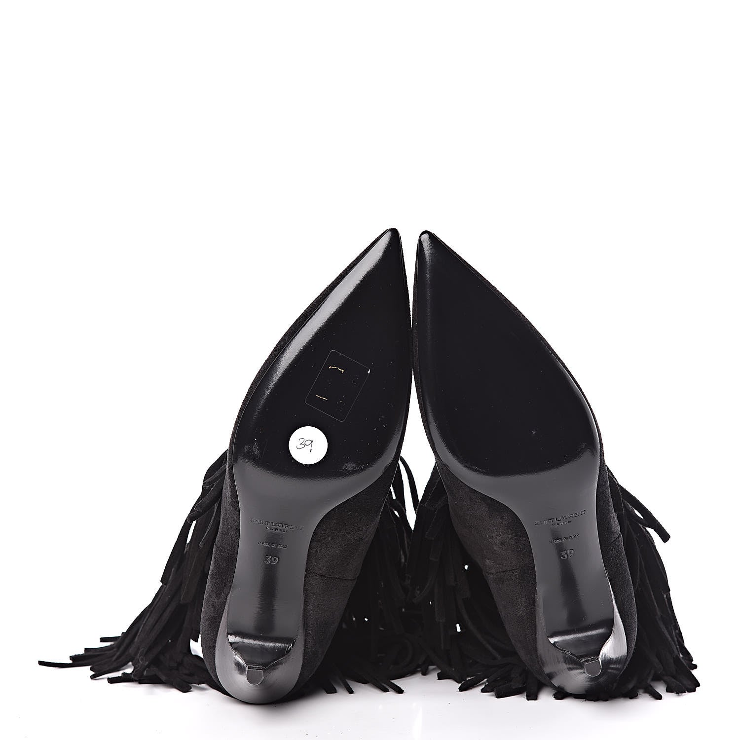 Saint Laurent Suede Fringe Charlotte Ankle Boots 39 Black 5 of 9