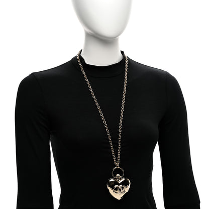 Chanel Metal CC Heart Locket Necklace Gold 2 of 6