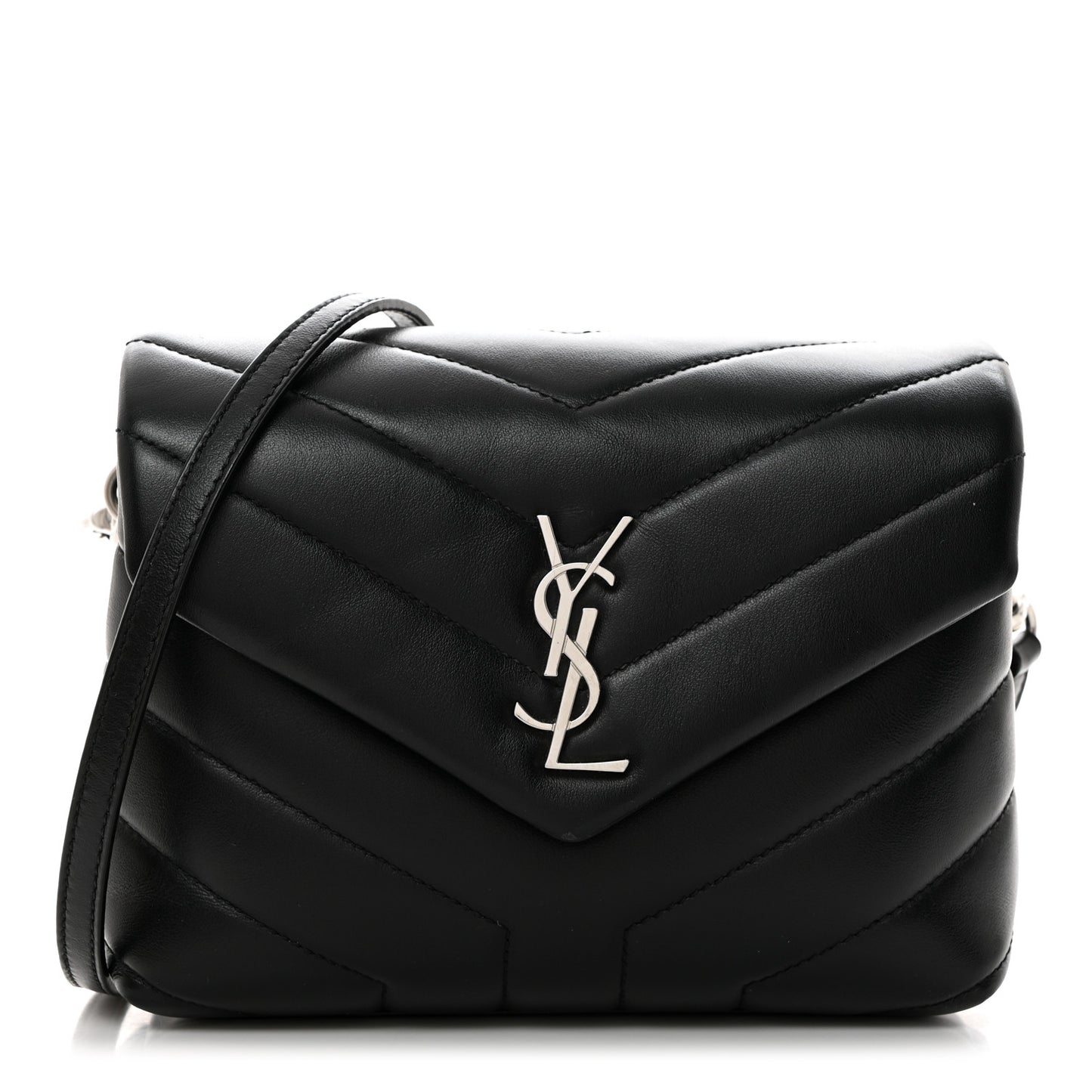 Calfskin Y Quilted Monogram Toy Loulou Crossbody Bag Black
