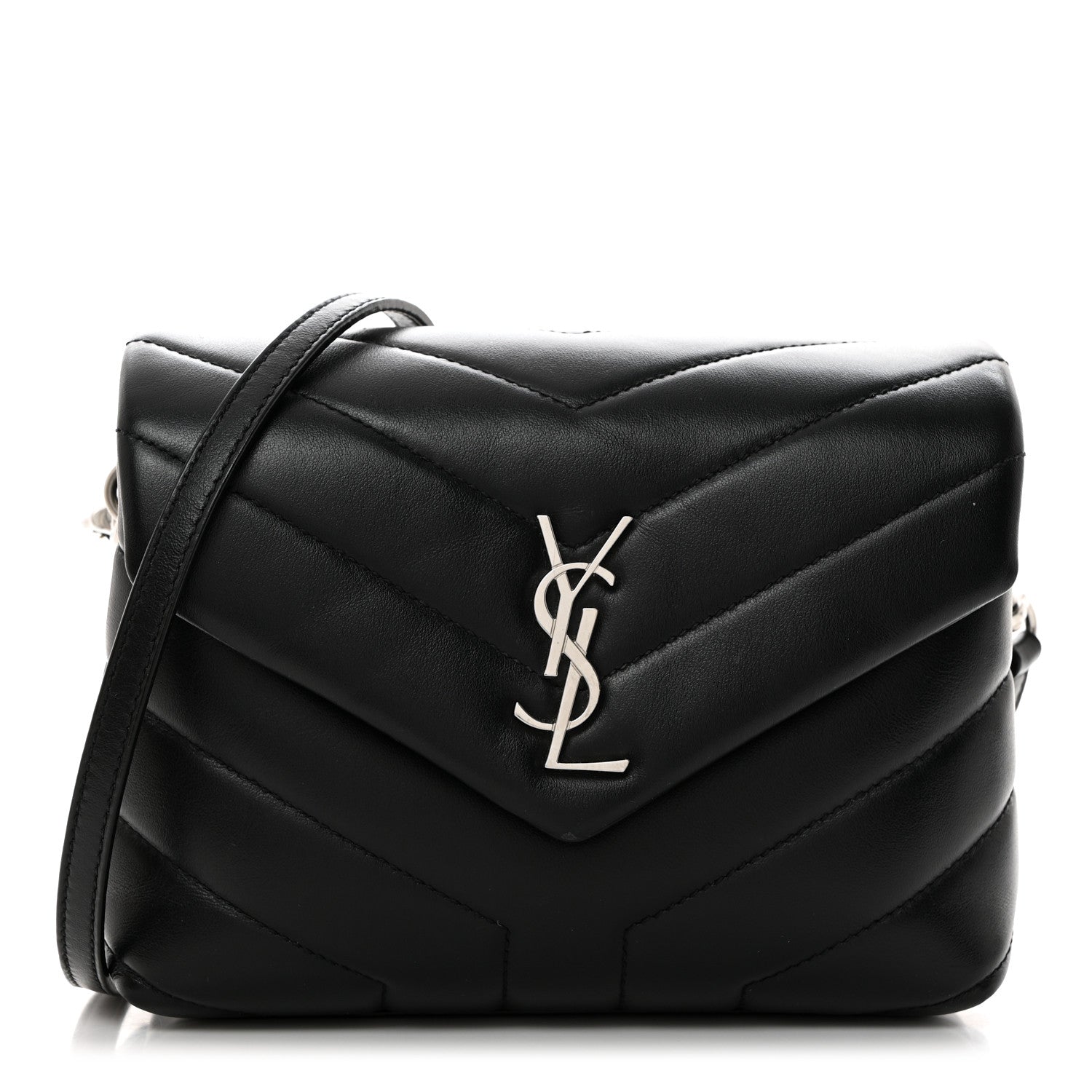 Saint Laurent Calfskin Y Quilted Monogram Toy Loulou Crossbody Bag Black 1 of 11
