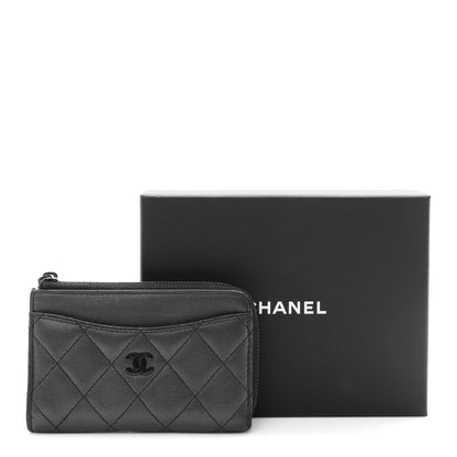 Chanel Pearly Lambskin Quilted Zip Card Holder So Black 8 of 8