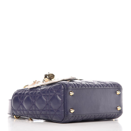 Christian Dior Lambskin Cannage Small Jeweled Owl Lady Dior Blue 4 of 11