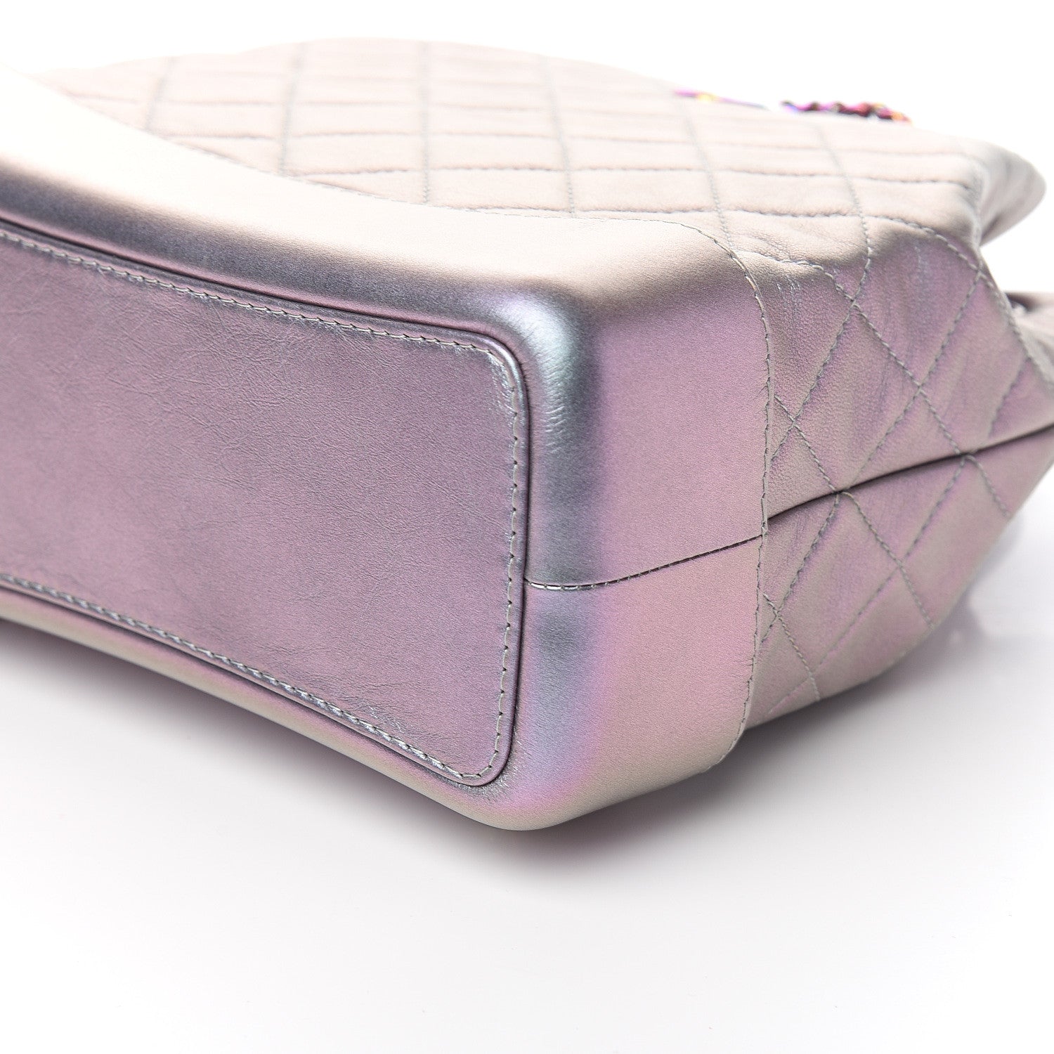 Chanel Iridescent Lambskin Calfskin Quilted Gabrielle Backpack Light Purple 7 of 9