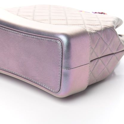 Chanel Iridescent Lambskin Calfskin Quilted Gabrielle Backpack Light Purple 7 of 9
