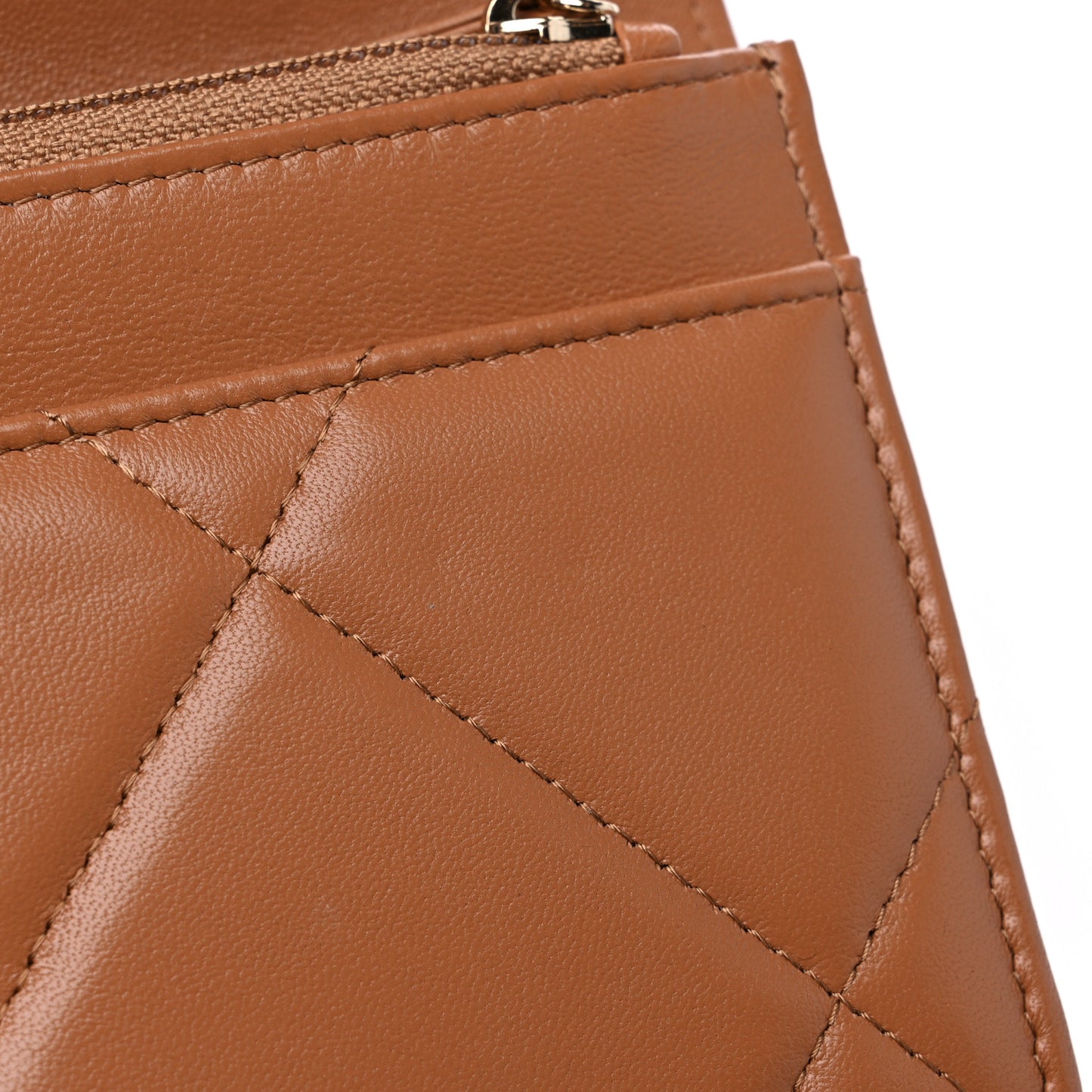 Lambskin Quilted Chanel 19 Wallet On Chain WOC Brown