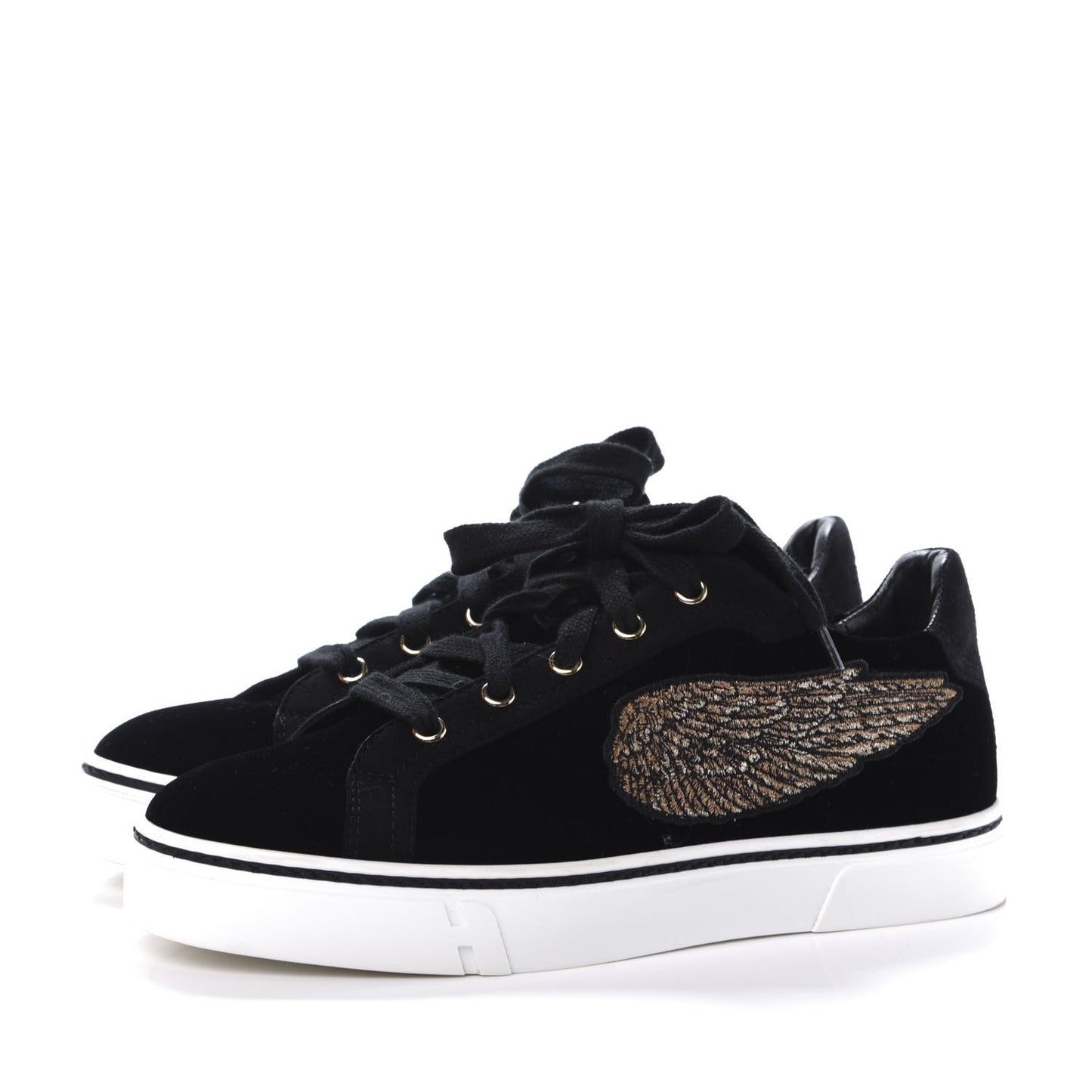 Velvet Womens Wing Sneakers 37 Black
