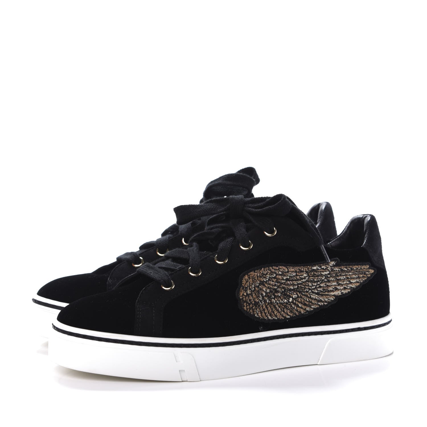 Hermes Velvet Womens Wing Sneakers 37 Black 3 of 10