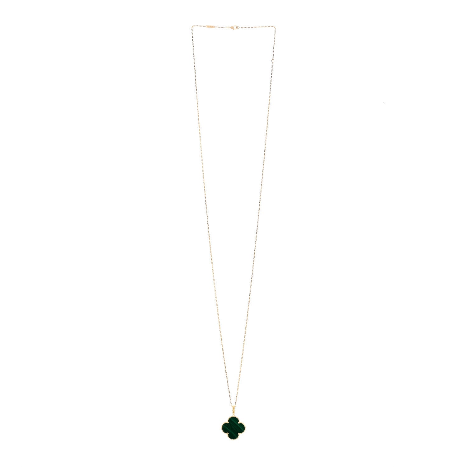 Van Cleef & Arpels 18K Yellow Gold Malachite Magic Alhambra Pendant Necklace 3 of 4