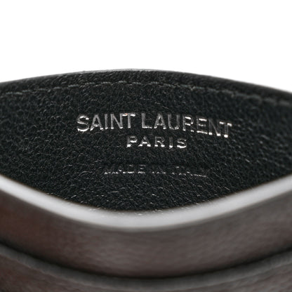Saint Laurent Grain De Poudre Matelasse Chevron Monogram Credit Card Case Black 5 of 7