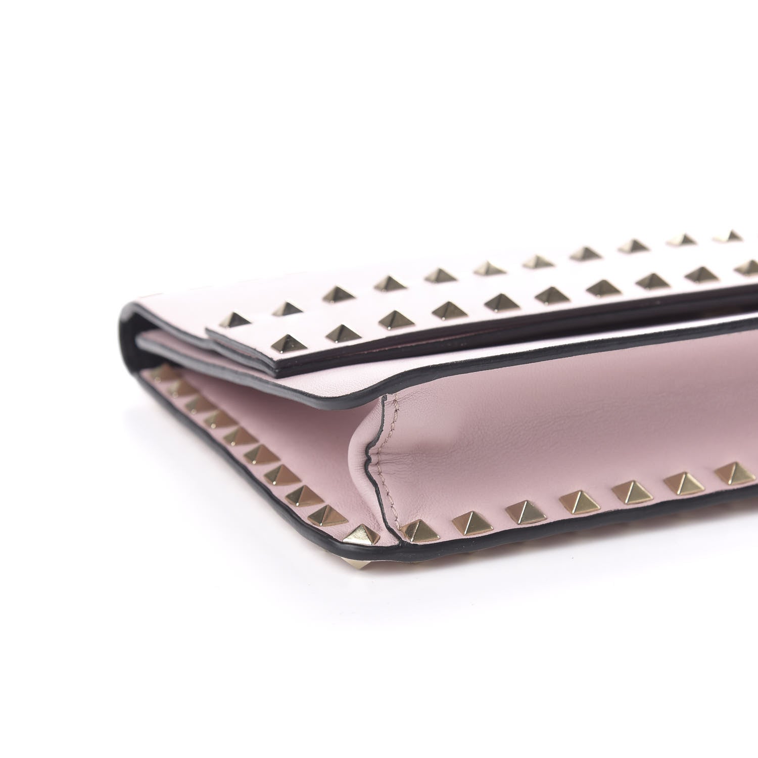 Valentino Garavani Calfskin Rockstud Side Slip Wristlet Clutch Water Rose 10 of 12