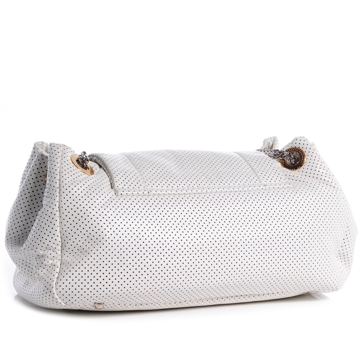 Calfskin Perforated Large Drill Accordion Flap White