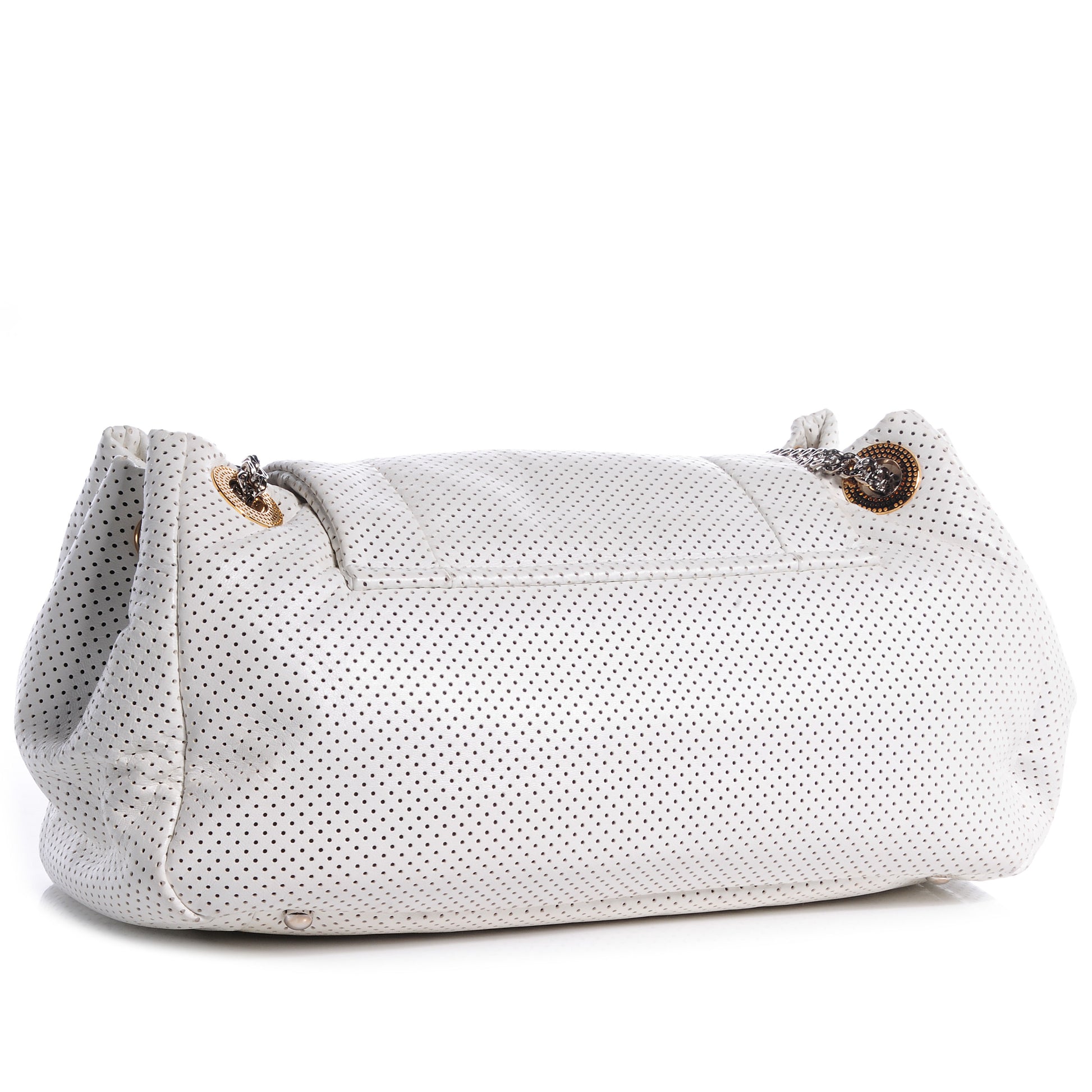 Chanel Calfskin Perforated Large Drill Accordion Flap White 3 of 6