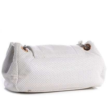 Chanel Calfskin Perforated Large Drill Accordion Flap White 3 of 6