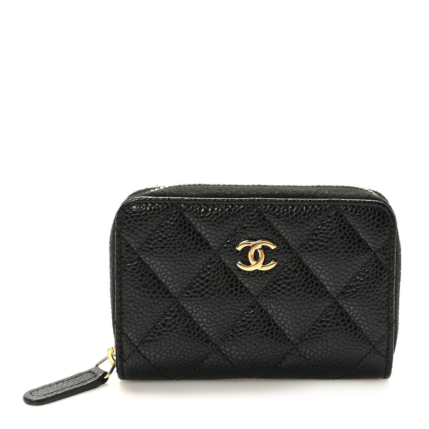 Caviar Quilted Zip Coin Purse Black