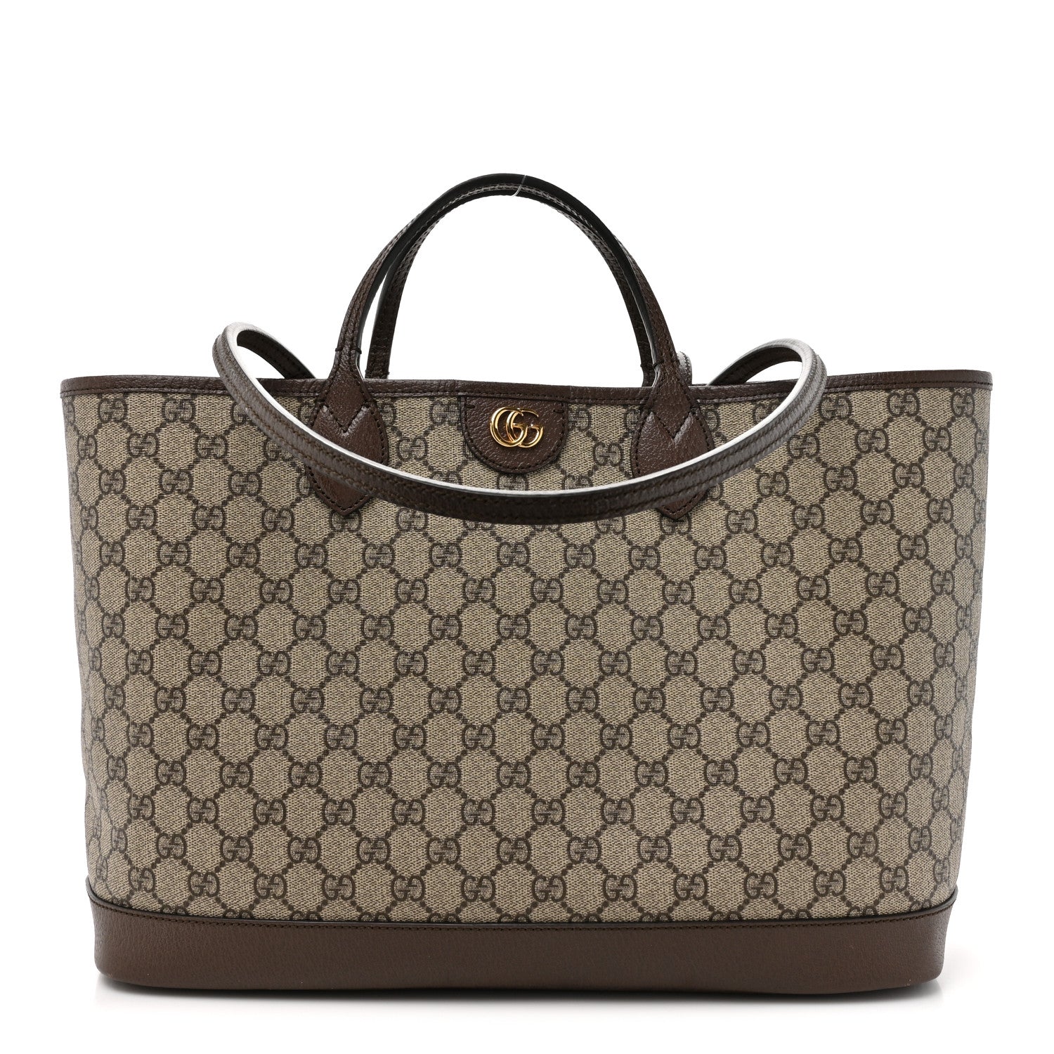 Gucci GG Supreme Monogram Textured Calfskin Medium Ophidia Shoulder Tote Bag Beige Ebony New Acero 1 of 15