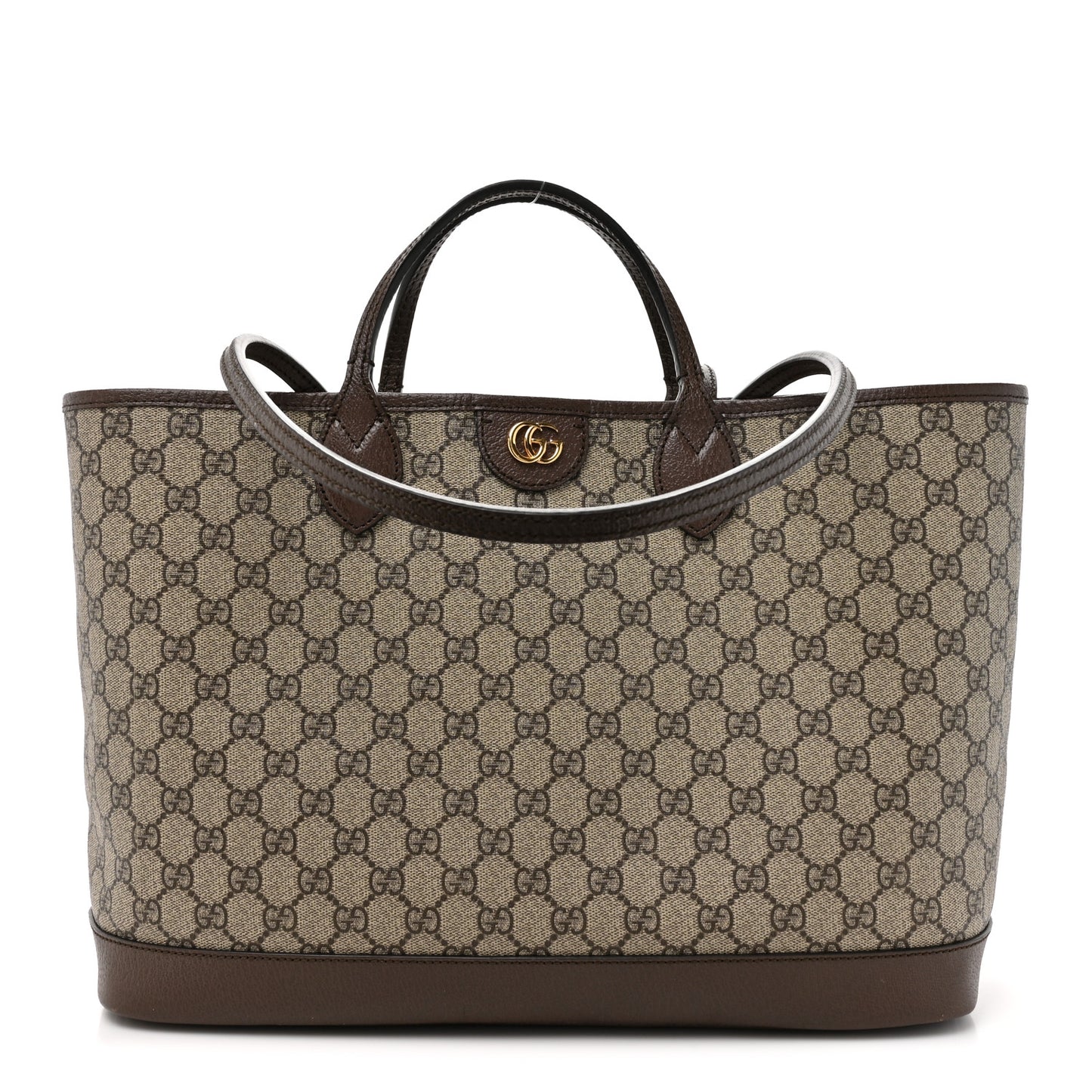 GG Supreme Monogram Textured Calfskin Medium Ophidia Shoulder Tote Bag Beige Ebony New Acero