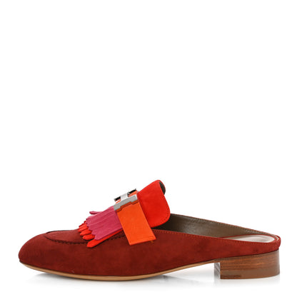 Hermes Velvet Goatskin Rivoli Mules 36 Brun Acajou 1 of 12