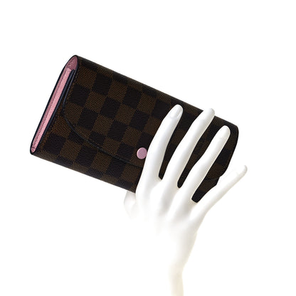 Louis Vuitton Damier Ebene Emilie Wallet Rose Ballerine 7 of 8