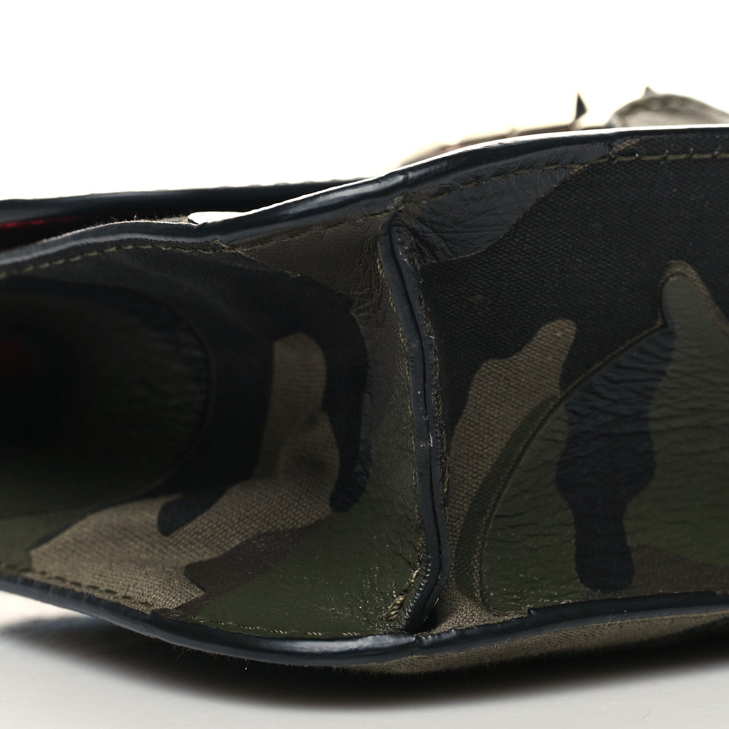 Nappa Canvas Camouflage Medium Glam Lock Rockstud Flap Verde