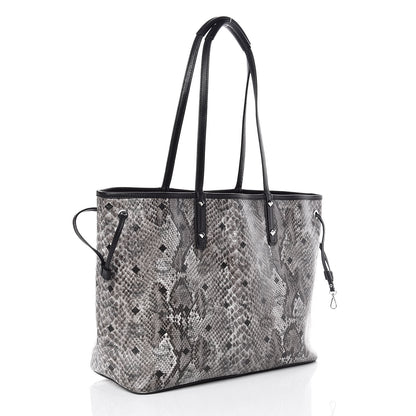 MCM Visetos Snakeskin Embossed Medium Shopper Tote Grey 3 of 13