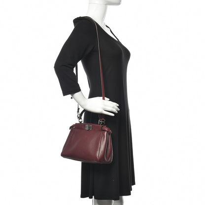 Fendi Nappa Mini Peekaboo Iconic Satchel Bordeaux 2 of 14