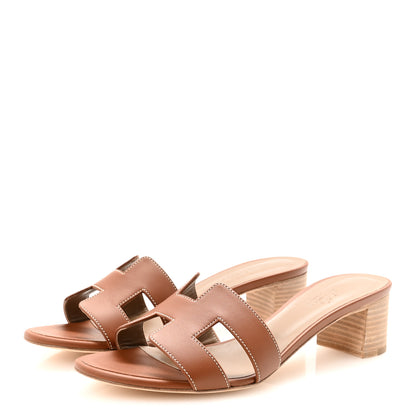Hermes Calfskin Oasis Sandals 39.5 Gold 4 of 9