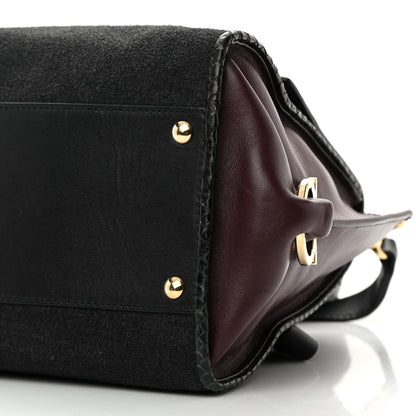Salvatore Ferragamo Calfskin Suede Snakeskin Small Sofia Satchel Black Burgundy 10 of 22