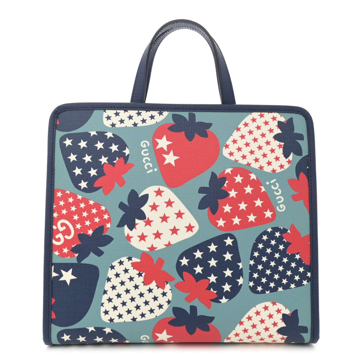 Gucci Coated Canvas Strawberry Stars Childrens Tote Red White Blue 1 of 10