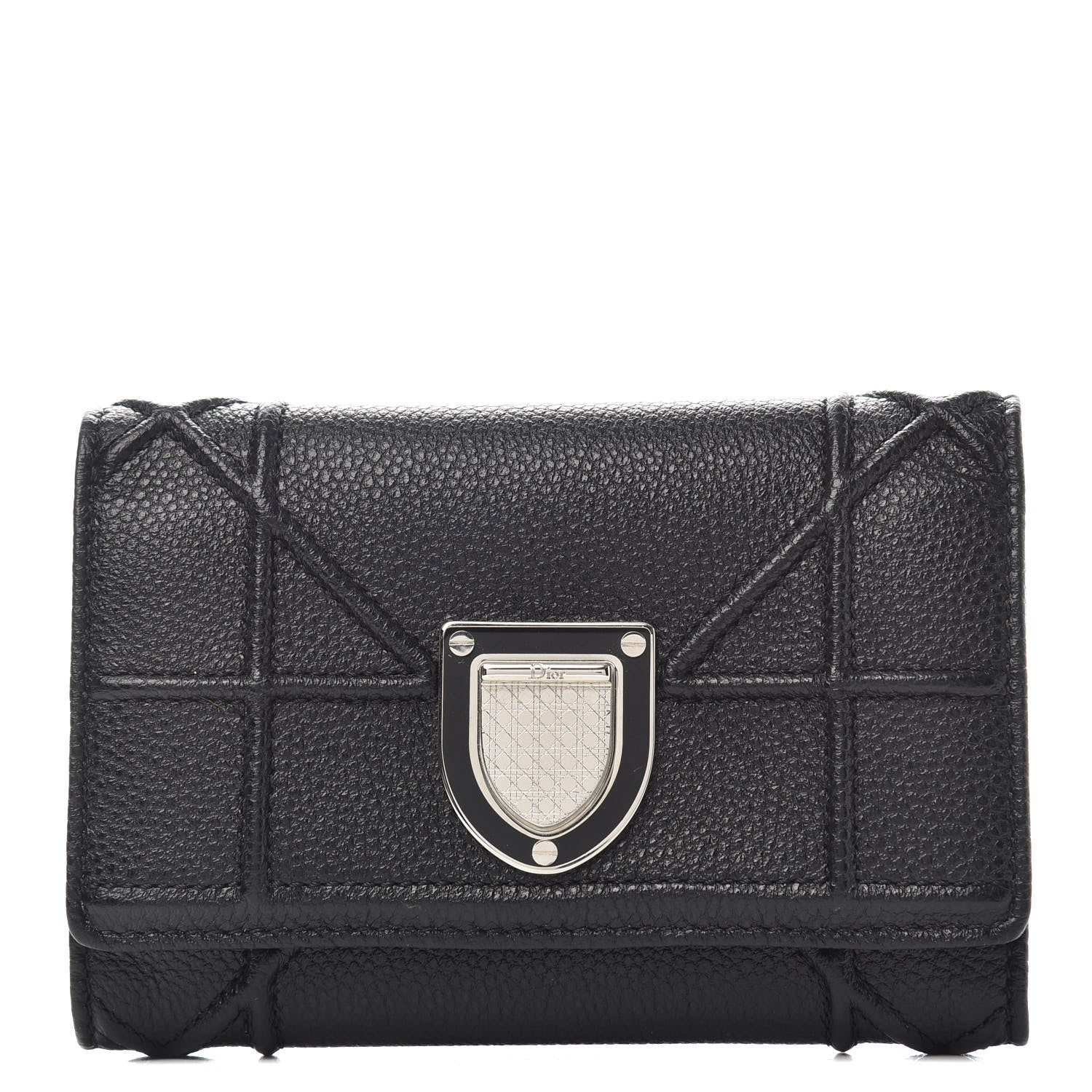 Christian Dior Grained Calfskin Cannage Diorama Elancee Wallet Black 1 of 6