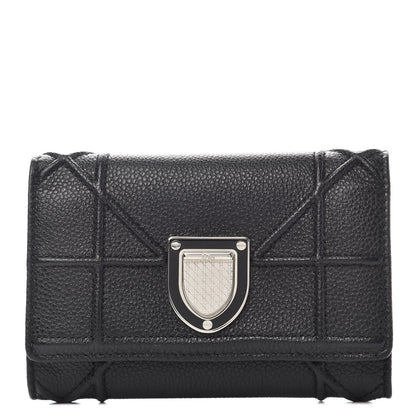 Christian Dior Grained Calfskin Cannage Diorama Elancee Wallet Black 1 of 6