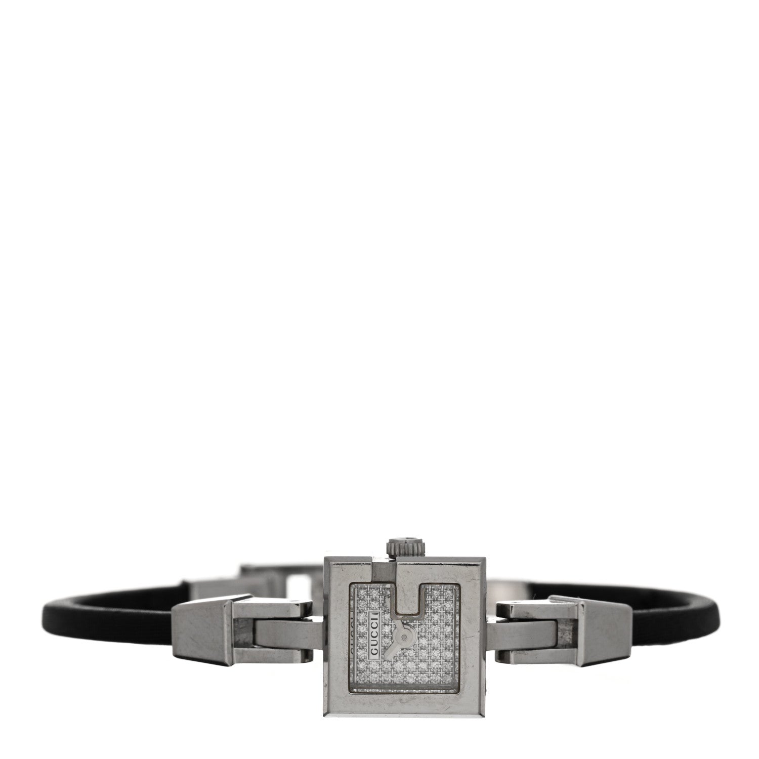 Gucci Stainless Steel Satin Diamond Pave 14mm 102 G-Mini Quartz Watch Black 2 of 4