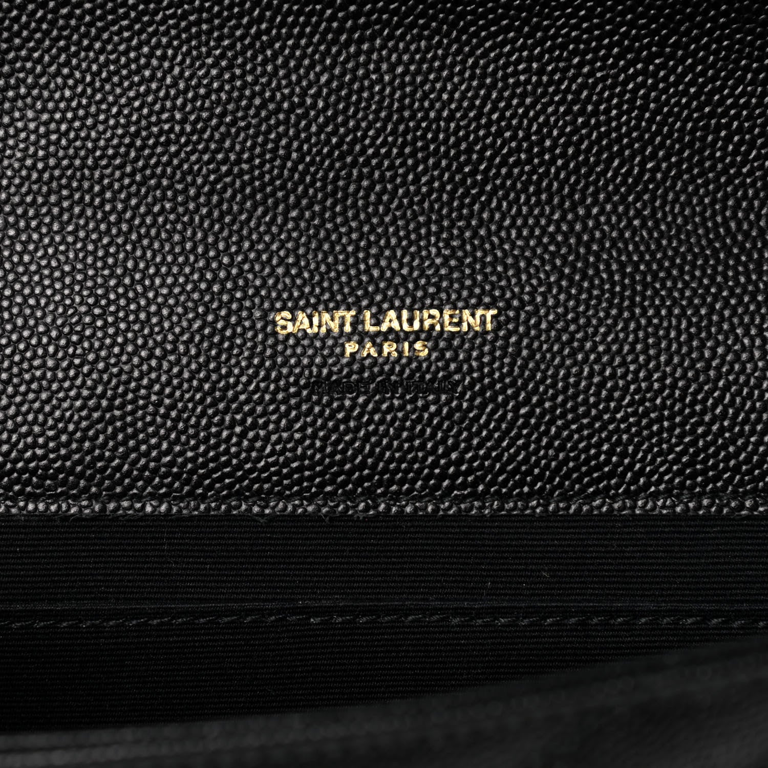 Saint Laurent Grain De Poudre Matelasse Chevron Monogram Envelope Clutch Black 6 of 7