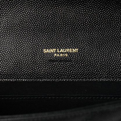 Saint Laurent Grain De Poudre Matelasse Chevron Monogram Envelope Clutch Black 6 of 7