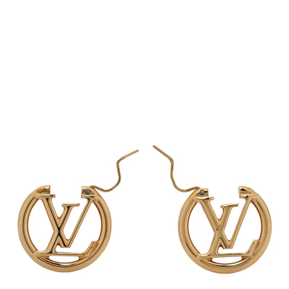 Louis Vuitton Metal Small Louise Hoop Earrings Gold 3 of 5