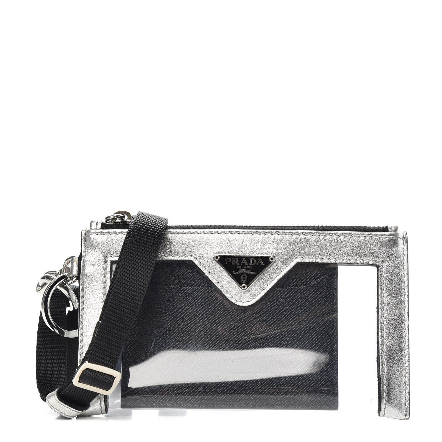 Prada Vernice Plexiglass Card Holder Argento 1 of 8