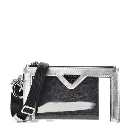 Prada Vernice Plexiglass Card Holder Argento 1 of 8
