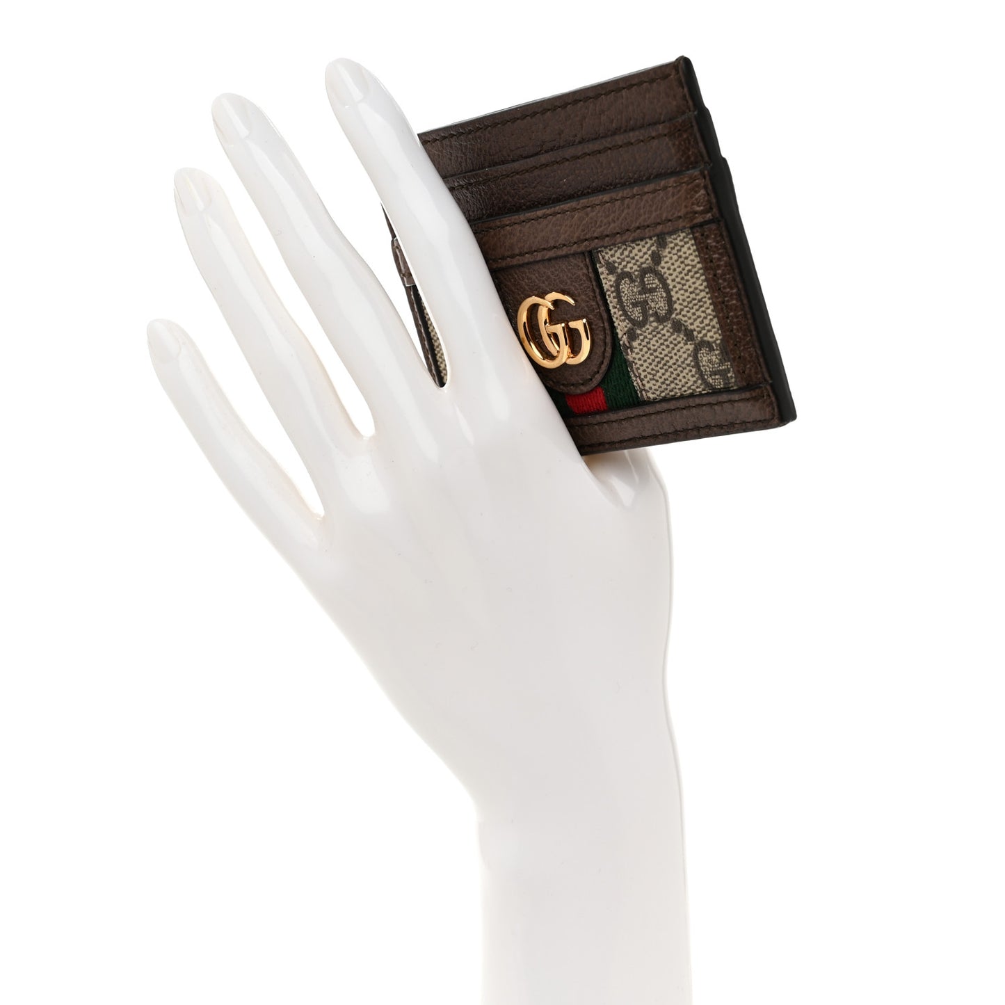 GG Supreme Monogram Ophidia Card Holder Brown